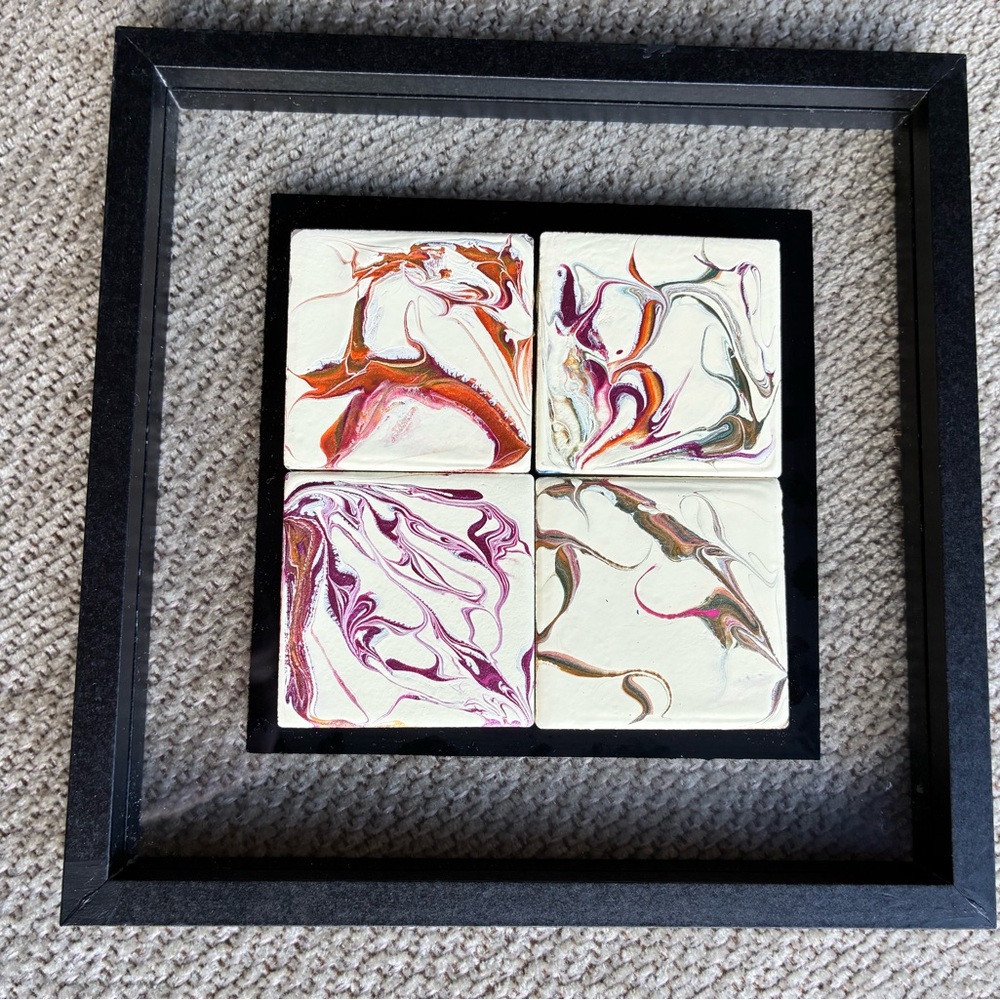 Abstract four tile hanging wall art - Picture 3 of 7